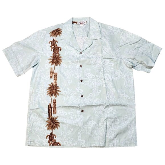 Pacific Legend Hawaiian Aloha Shirt Lt Green XL Honu Tiki Surfboards - Picture 1 of 9